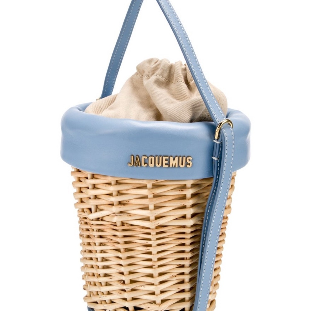 Jacquemus Mini Blue and Cream Basket Bag